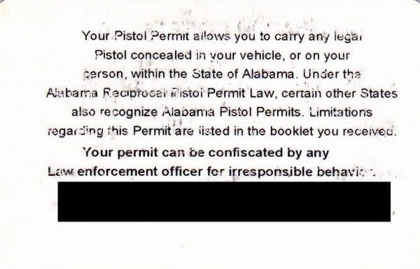 Alabama Concealed Carry Permit Information and Reciprocity Maps