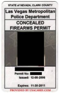 Nevada Concealed Carry Permit Front (Las Vegas)