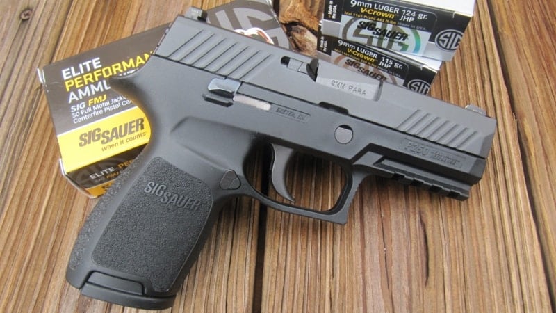 Sig P320 Compact 9mm with 320/250 Medium-Sized Frame and Sig Elite Performance & V-Crown Ammo