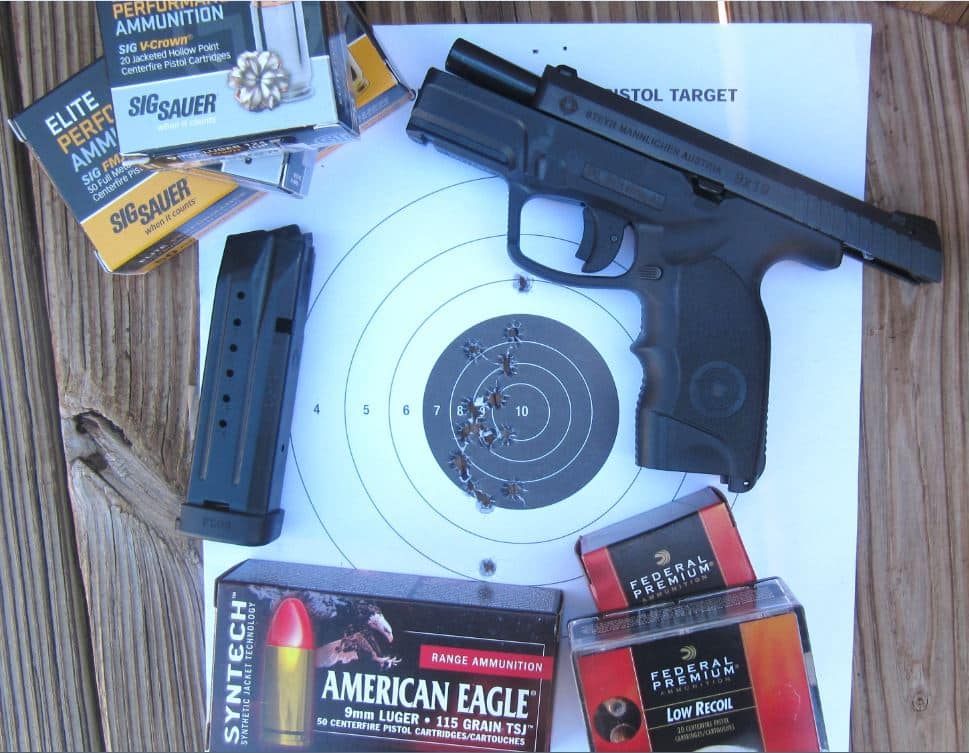 Steyr C9 Pistol Target Hits- Rapid Fire at 7 Yards (Note 2 First-Shot High & Low Flyers while adjusting to Trapezoidal Sights)