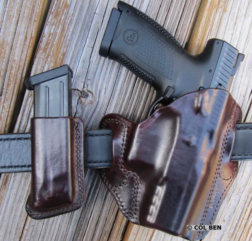 CZ P-10 C in Quality Kramer Leather Horsehide Holster with Matching Mag Pouch in Burgundy