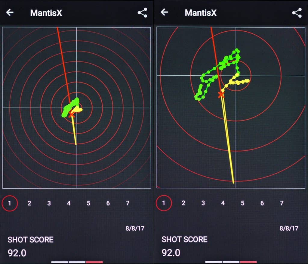 MantisX live fire trace