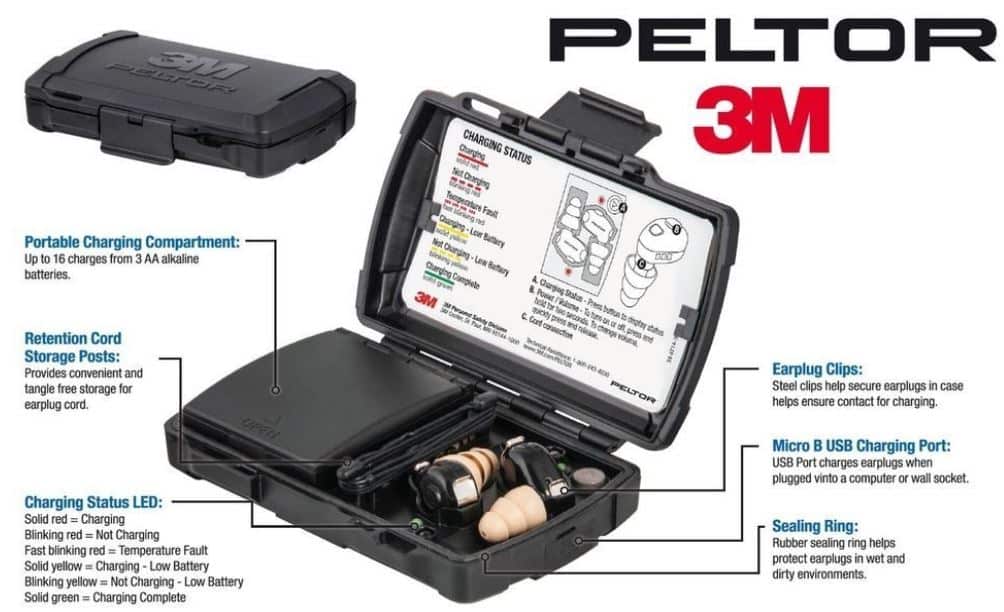 3m Peltor Tactical Earplug TEP-100-KIT-Portable Charging Kit