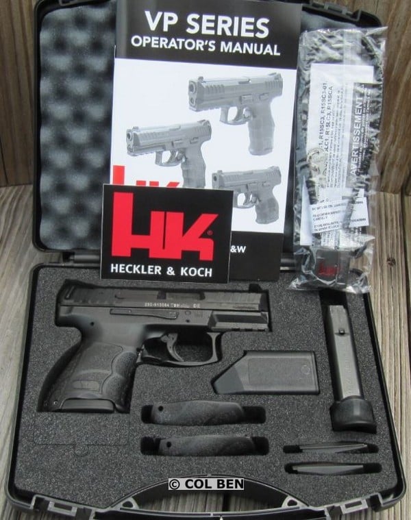 H&K VP9 SK 9mm in Hard Case with 2 magazines, extra backstraps, extra side panels, loader, lock, & Instruction Manual