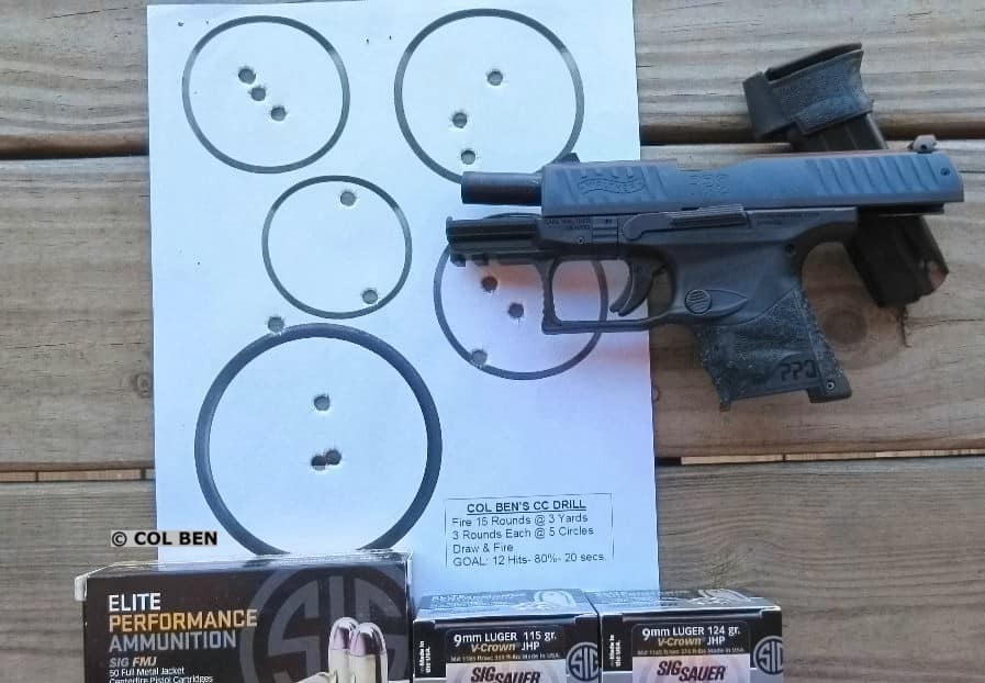 PPQ M2 SC 15 Target Hits (1 Miss) at 3 Yards from Draw and Rapid Fire in 16 Seconds