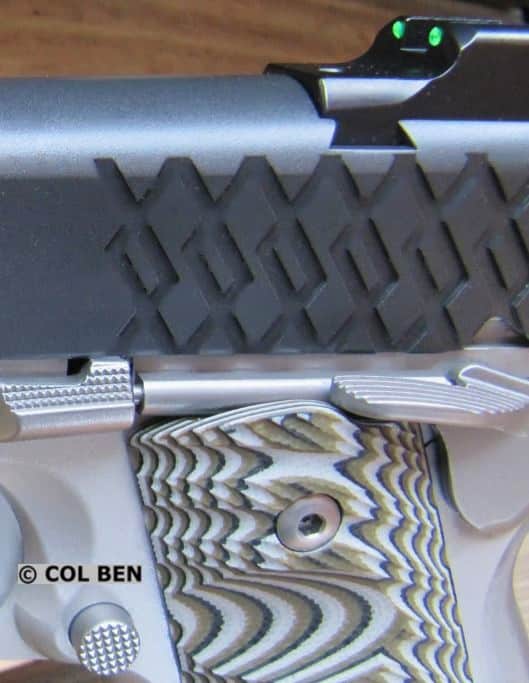 Unique Easy-to-Grasp AEX Serrations on Aegis Rear Slide