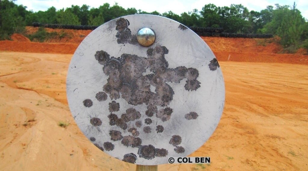 Rogue 3/8"x 10" AR500 Steel Gong Target with Tension Mount-Spring- About 100 Hits Shown and NO Craters