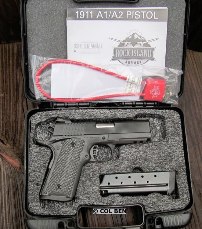 Hard Case with RIA 1911 TAC Ultra CS 9mm Pistol, 1 Mag, Lock, Instruction Manual & Bore Flag