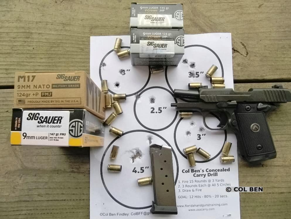 Sig P938 Legion Target Hits 14 of 15 at 7 Yards with Sig Ammo