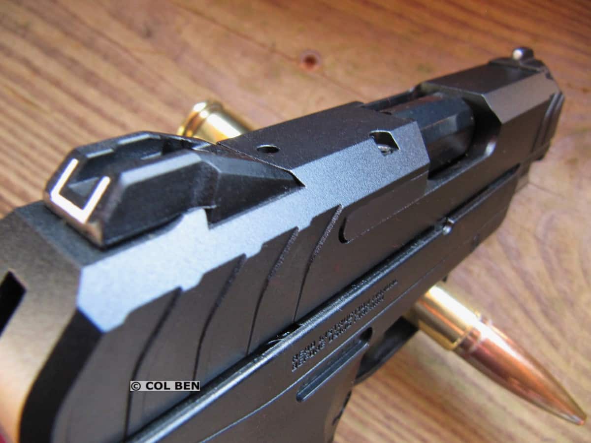 Fixed White-Dot Front Sight and U-Notch Rear Sight & Slide Loaded Chamber Indicators for Security-9 Compact