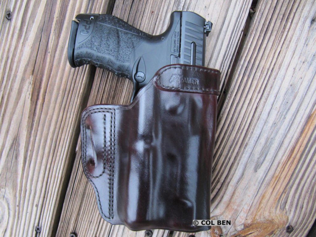 Viridian X5L Camera-Laser-Light with Walther PPQ M2 in Custom-Fit Kramer Vertical Scabbard Leather Holster