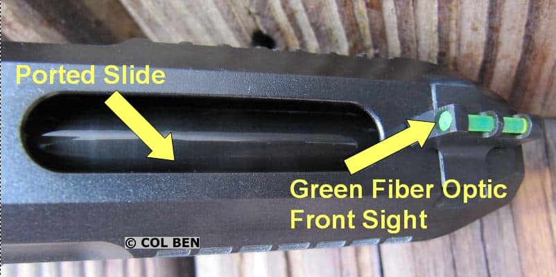 Ruger-57 with Ported Slide to Reduce Muzzle Rise & Bright Green Fiber Optic Front Sight