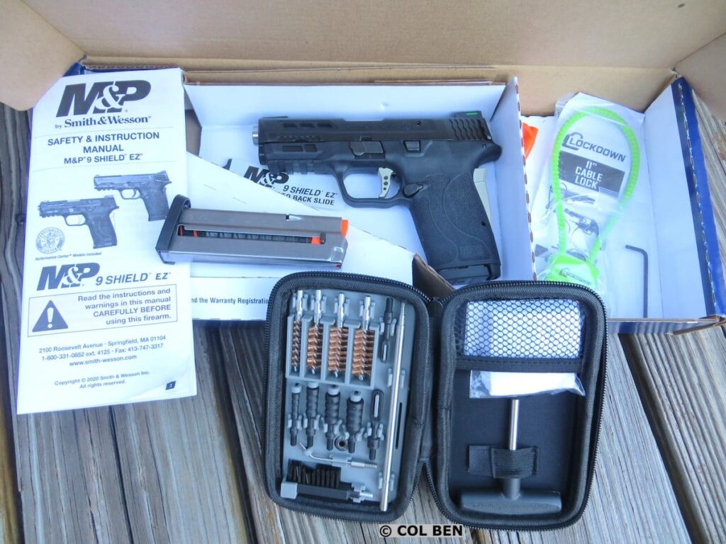 Performance Center M&P9 Shield EZ 9mm Pistol in Cardboard Box with 2 Steel Magazines, Lock, Manual & Cleaning Kit