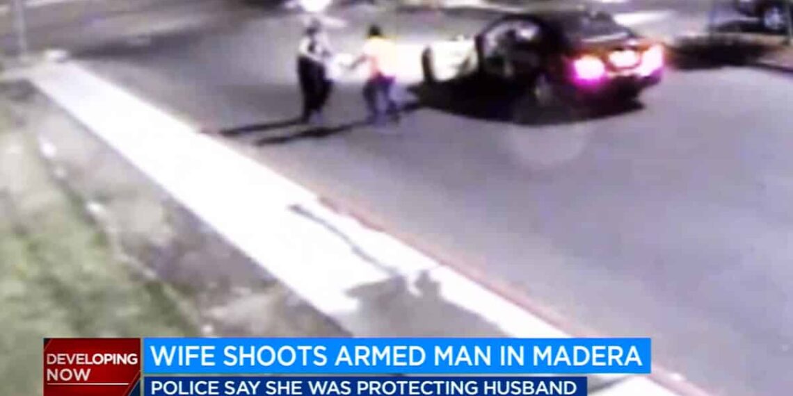 Wife Shoots Knife-Wielding Man in Neck as He Charged at Husband