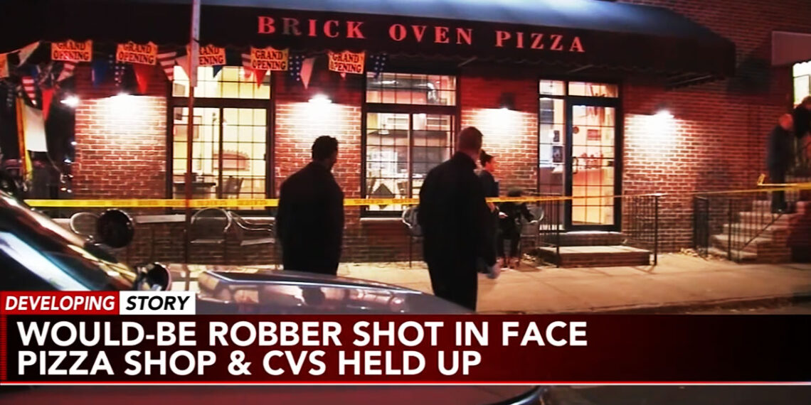 Pizza Shop Employee's 14-Year-Old Son Shoots Robber in the Face