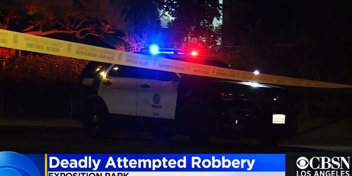 Victim Shoots at Armed Robbers with a Gun One Dropped; Killing One