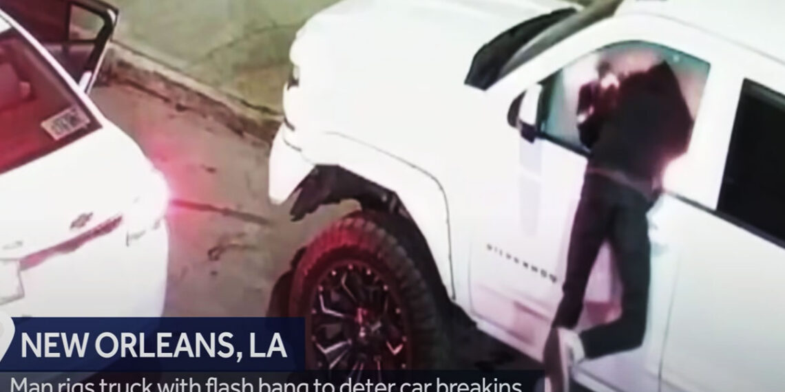 Thief Gets a Flash-Bang to the Face as He Breaks Into Boobytrapped Truck