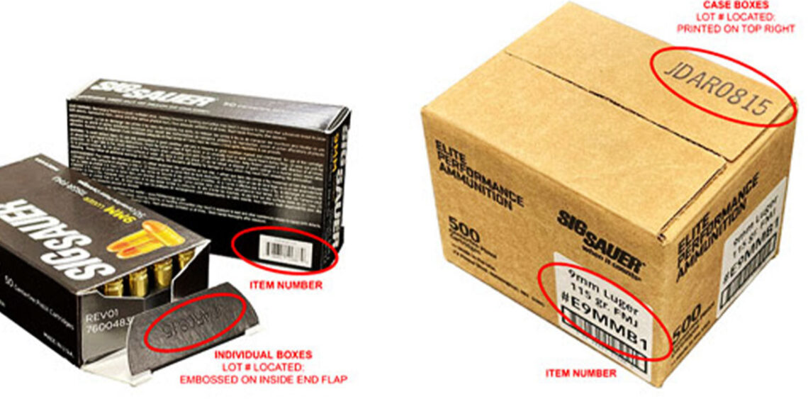 SIG SAUER 9MM, 115gr, Elite Ball, FMJ Product Warning and Recall Notice