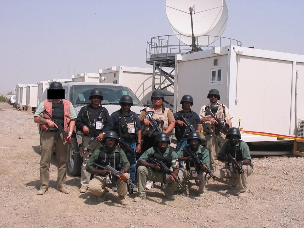 Security Contractors often supervise TCN security teams like these Filipino and Angolan guards