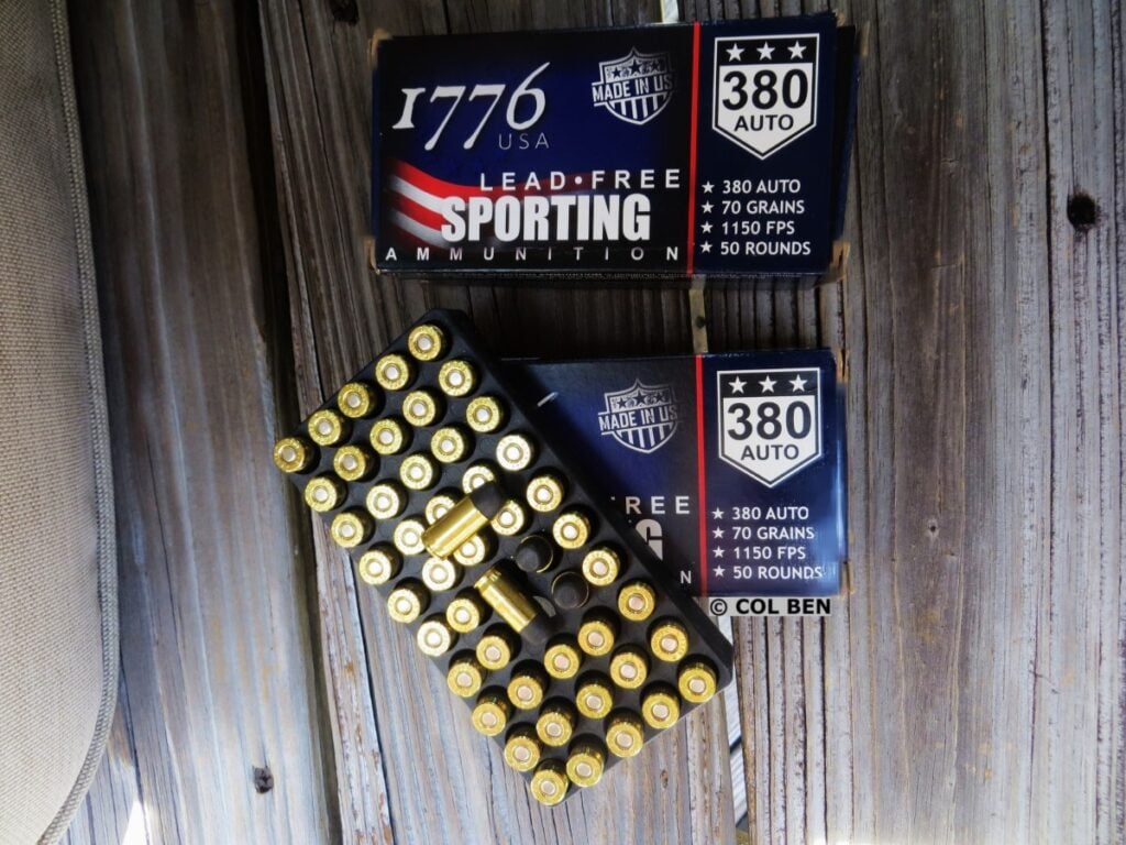 1776 USA 380 Auto- Lead-Free- 70 Grains- 1,150 fps velocity- 206 ft lbs Muzzle Energy
