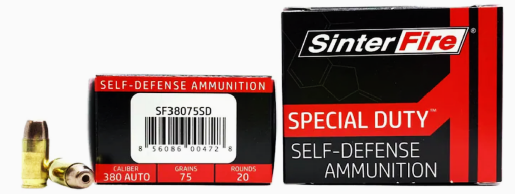 SinterFire Special Duty .380 Auto SD Ammo0 75 Grains-12 inchs Penetration (Medium)