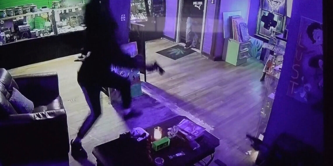 Footage of Armed Security Guard and Robber Exchanging Gunfire in Cannabis Dispensary