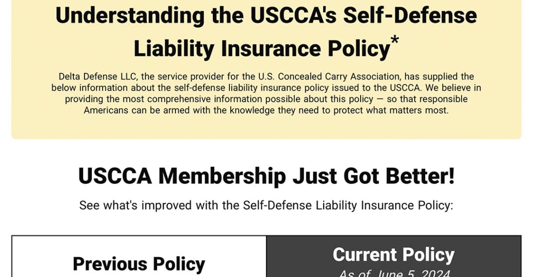 USCCA Announces Significant Enhancements to Member Self-Defense Liability Insurance