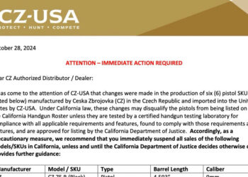 CZ Pistols Face California Compliance Review: Temporary Sales Suspension Recommended