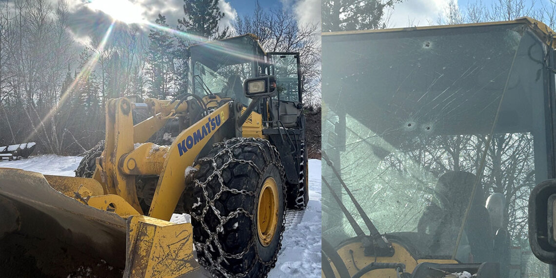 Homeowner Uses Firearm to Stop Man in Front-End Loader Destroying Vehicles and Attempting to Ram Their Home