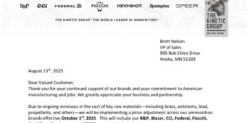 Kinetic Group Announces Ammo Price Hikes Across All Brands Starting October