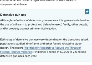 CDC Puts Defensive Gun Use Back on Its Website: 60,000 to 2.5 Million Times a Year
