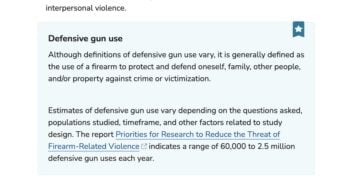 CDC Puts Defensive Gun Use Back on Its Website: 60,000 to 2.5 Million Times a Year